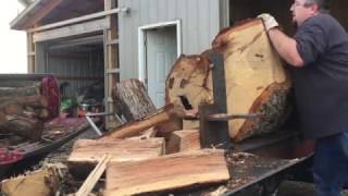 Splitting Wood Part 2 Big Block Unloading and Spliting