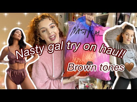 NASTY GAL HAUL | LOUNGEWEAR + UNDERWEAR | SIZE 10-12 | BROWN TONES 🤎 #nastygal #tryonhaul #brown