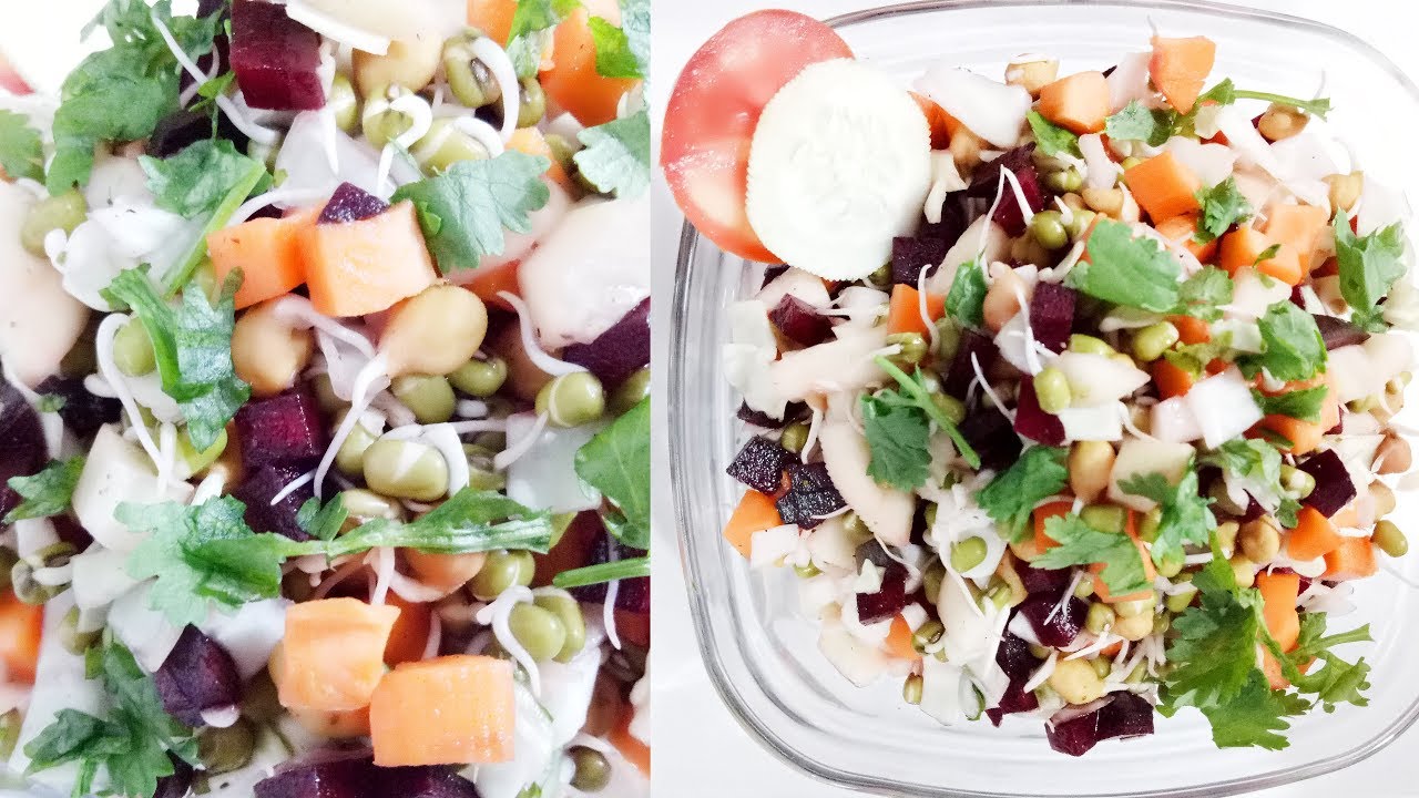 Healthy Sprouts and Vegetable Salad for Dieting and Weight Loss Mixed