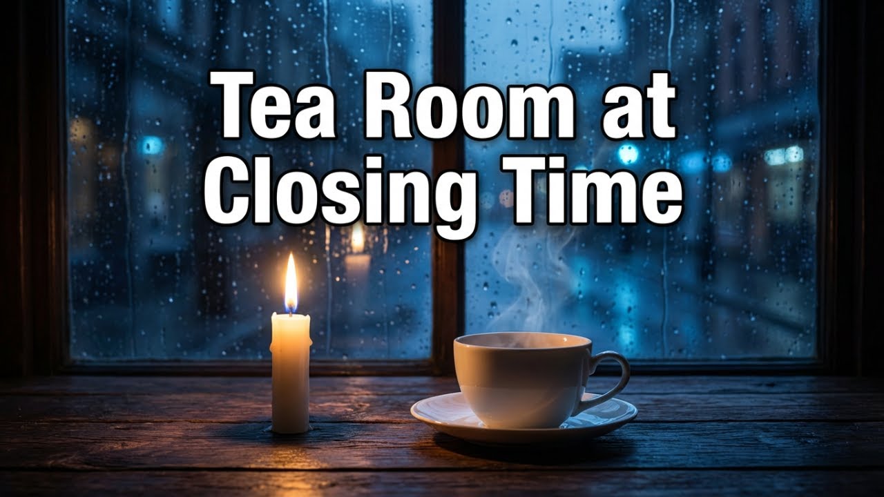 Quiet Tea Room at Closing Time  With Rain Outside, Candlelight Calm (Sleep & Relax)