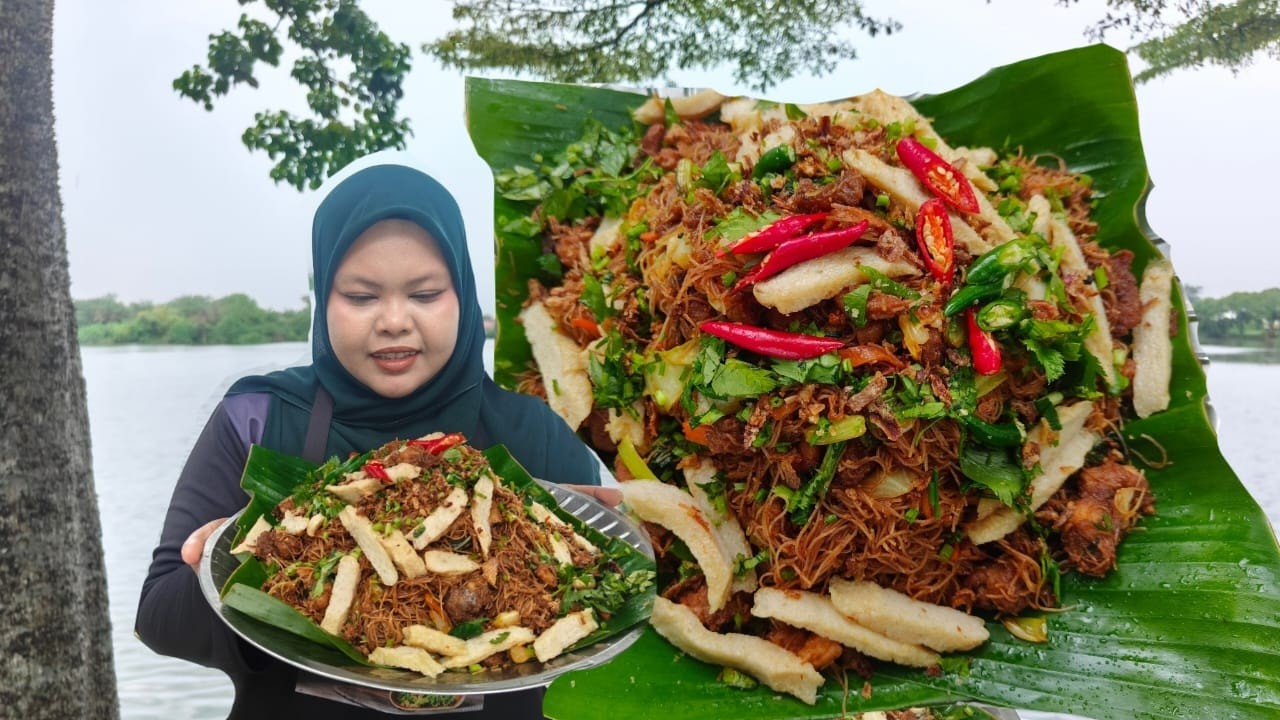BIHUN GORENG KAMPUNG CERDIK SIMPLE|| MASAK DALAM HUJAN|| KONGSI RESEPI NIAGA||TIPS BIHUN YG CANTIK