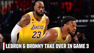 レブロン・ジェームズがブロニー・ジェームズにロブパスを出し、ロケッツとの第3戦で難しいシュートを決める🔥 | NBA on ESPN screenshot 3