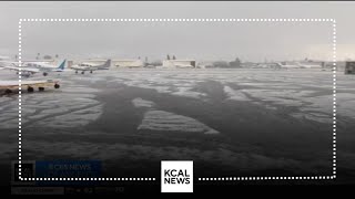 Thunderstorm drops quarter-sized hail on Van Nuys Airport
