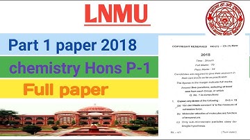 LNMU BSC question paper chemistry Hons 2018 | by study with kumar keshav
