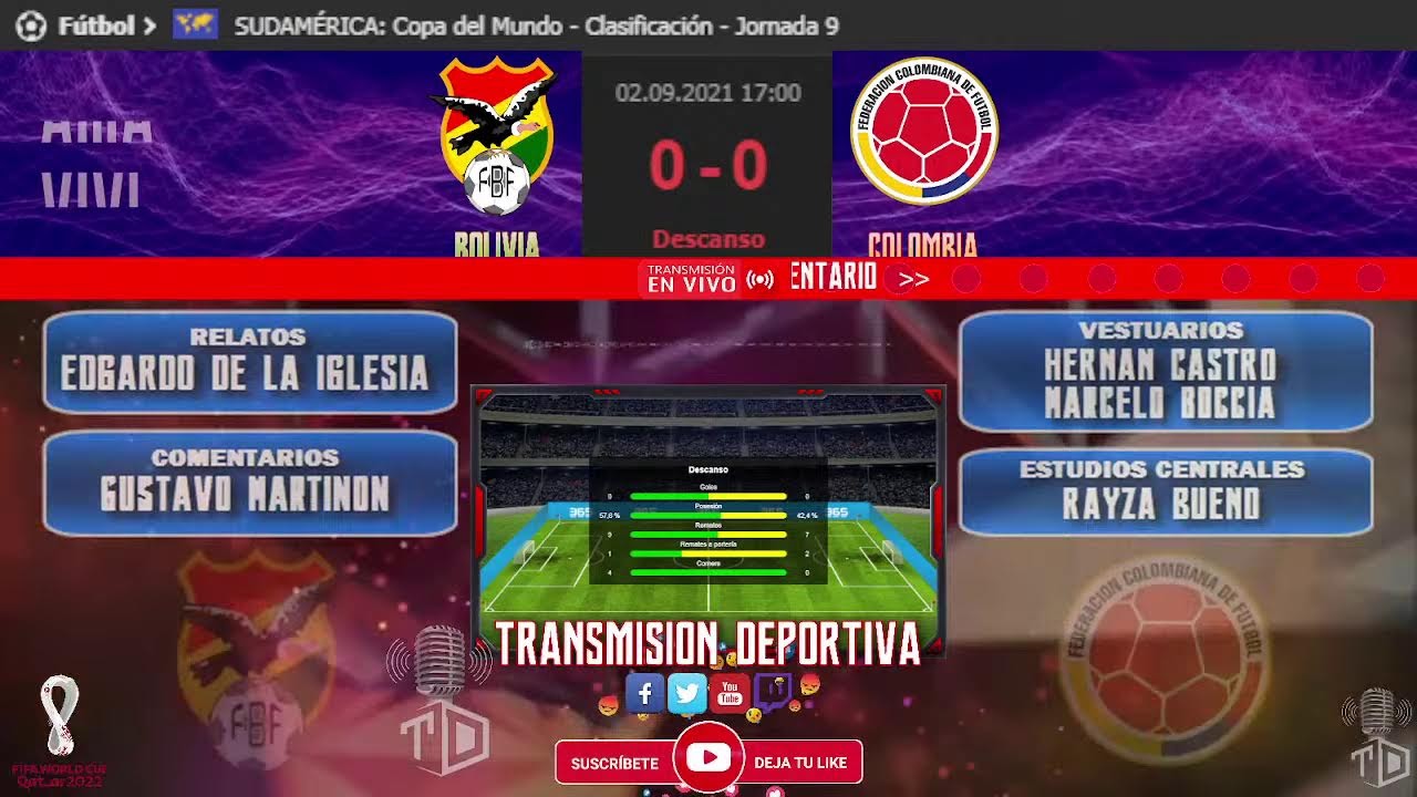 BOLIVIA vs. COLOMBIA EN VIVO ELIMINATORIAS QATAR 2022 - YouTube