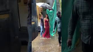 Disha Patani On Location In Heavy Rains