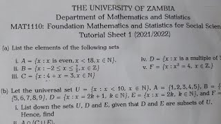 MAT1110 || Tutorial Sheet 1 (2021\/2022) || Set Theory