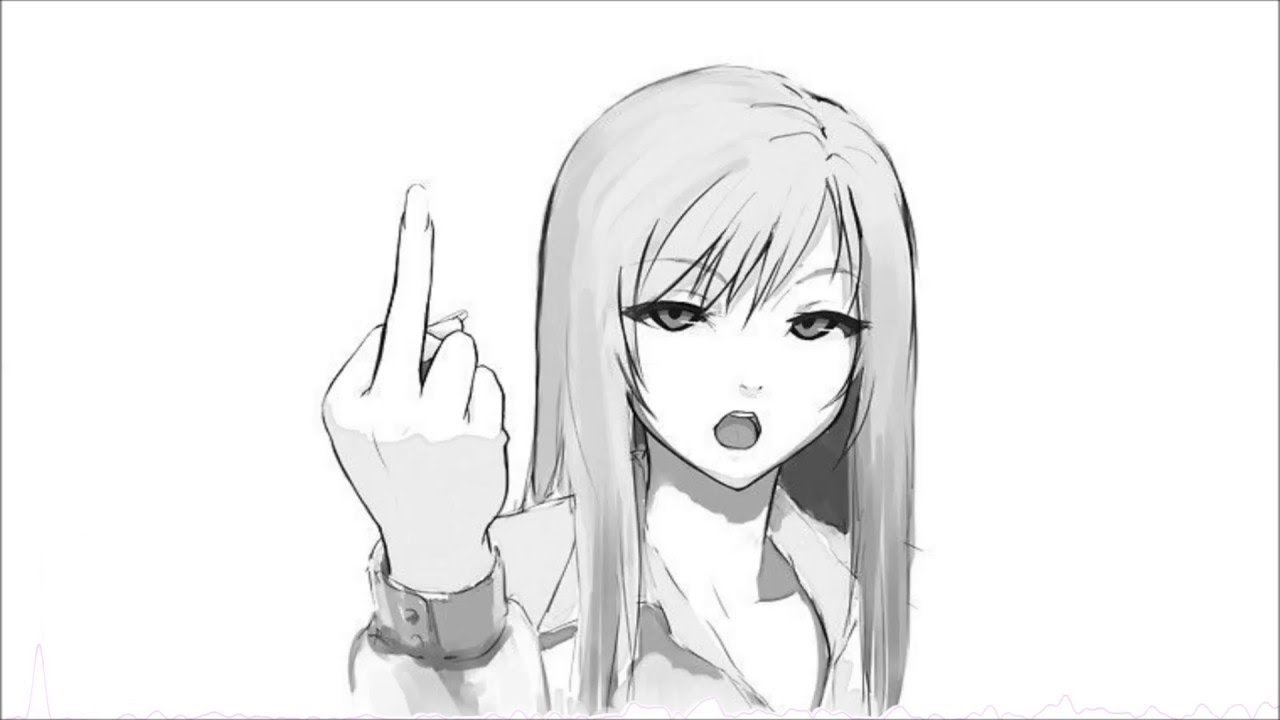 Рисунок девушка показывает фак