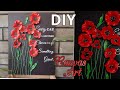 CANVAS ART // With Homemade Air Dry Clay Poppy flowers//