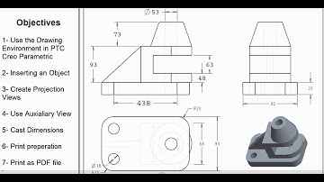 Drawing Environment in PTC Creo Parametric (Part 1): Projections, Dimensions and printing (HD)