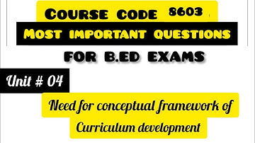 Need for conceptual framework of curriculum development|8603 unit 4|8603 guess papers