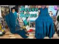 She Turned Old Blue Saree into Royal Tiered Dress!