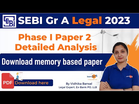SEBI Grade A Legal 2023 | Phase I Paper 2 Detailed Analysis | Download Memory Based Paper