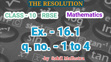 class 10 | Maths | RBSE | chapter-16 | ex. 16.1| q.no. 1 to 4