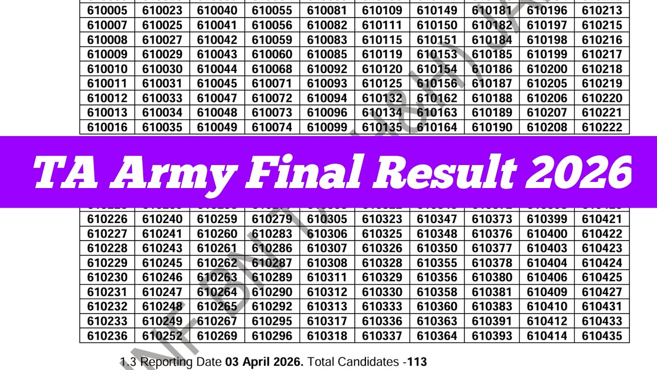Live TA Army Final Result 2026