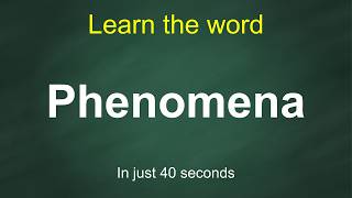 Phenomena: Pronunciation, Meaning, Examples & Synonyms | English