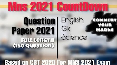 MNS MOCK TEST PART 2 | Test series 2021