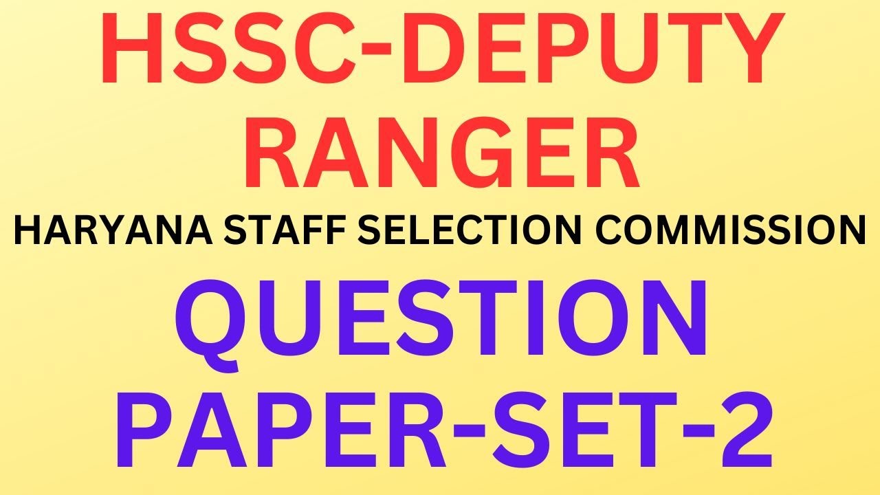 HSSC-DEPUTY RANGER Q.PAPER AFTERNOON SESSION 