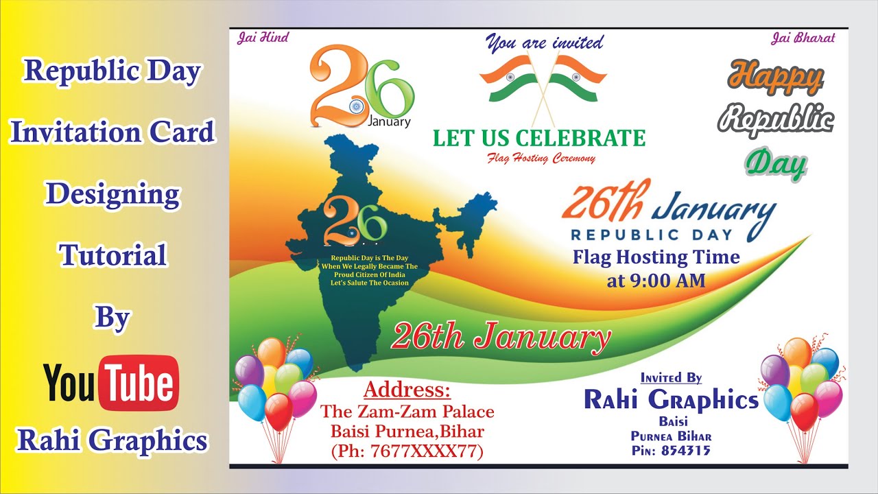 How to Make Republic Day Invitation card in Coreldraw YouTube