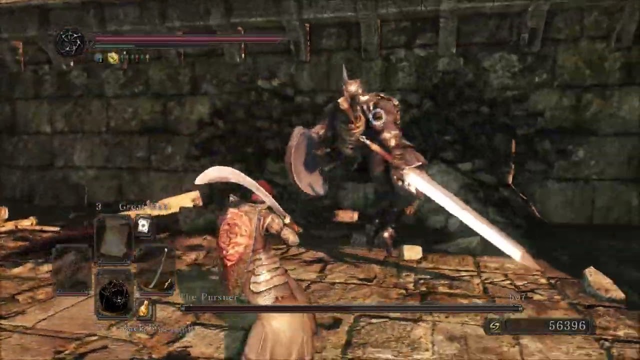 Dark Souls 2: Parrying the Pursuer with 2H Murakumo