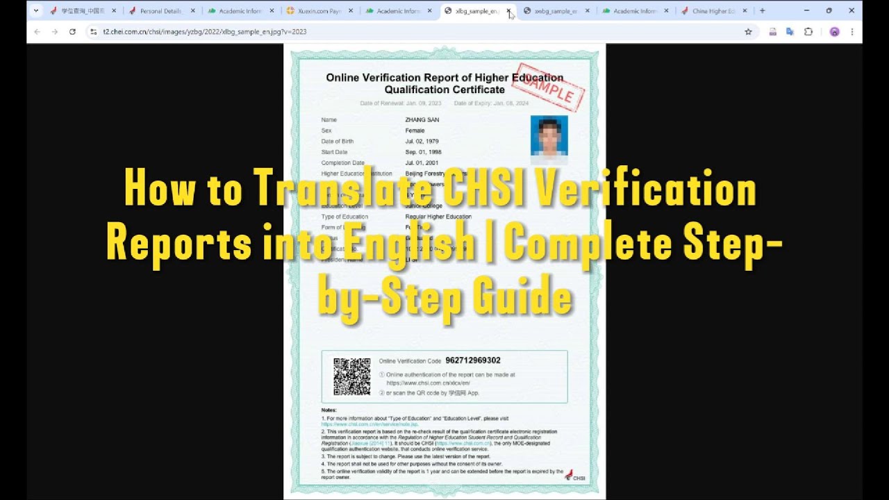 How to Translate CHSI Verification Reports into English | Complete Step ...