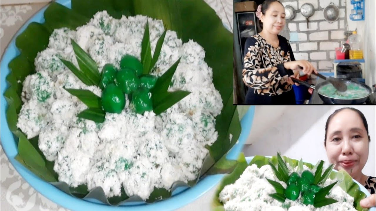 Очень вкусно! Готовлю клепон с начинкой из коричневого сахара, полукилограмма клейкого риса хвата...