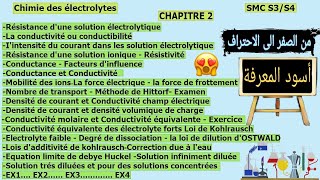 Chimie des électrolytes SMC S3 Chapitre 2 درس كامل- لاول مرة في المغرب والعالم العربي