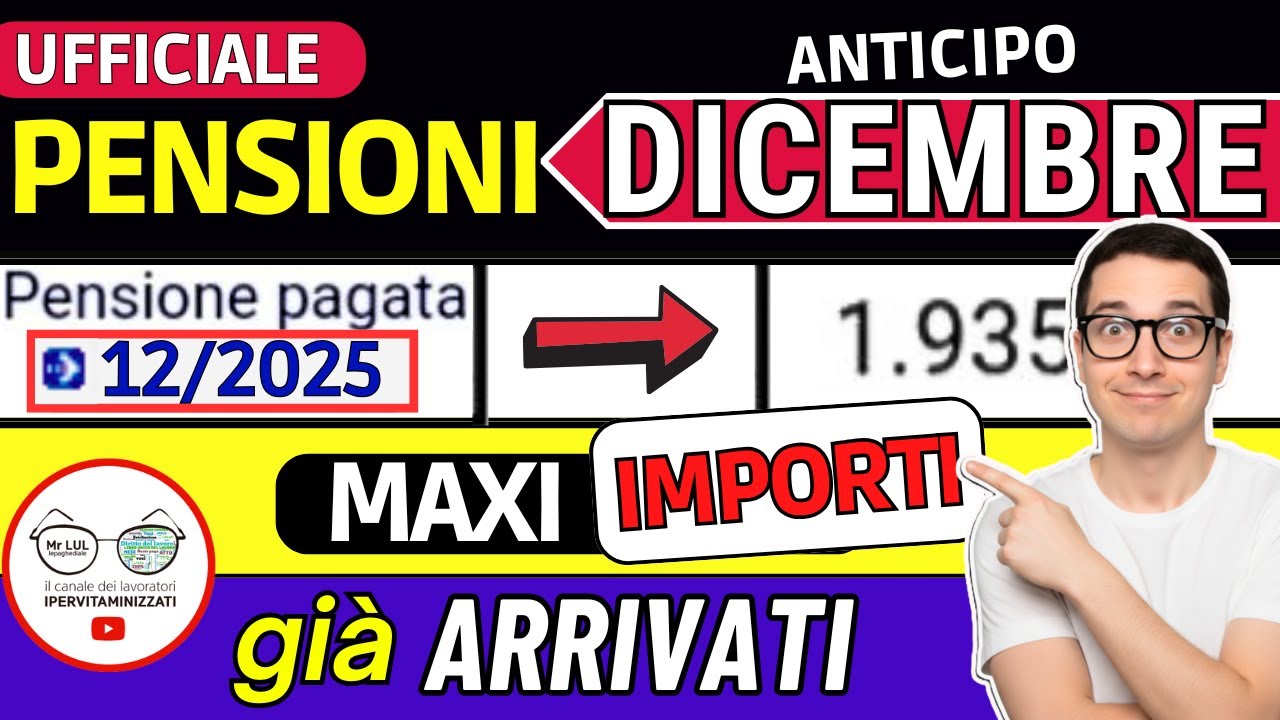 ANTICIPO⚡️ PENSIONI DICEMBRE 2025 ➜ CEDOLINI IMPORTI ARRIVATI❗️ VERIFICA TREDICESIMA AUMENTI BONUS