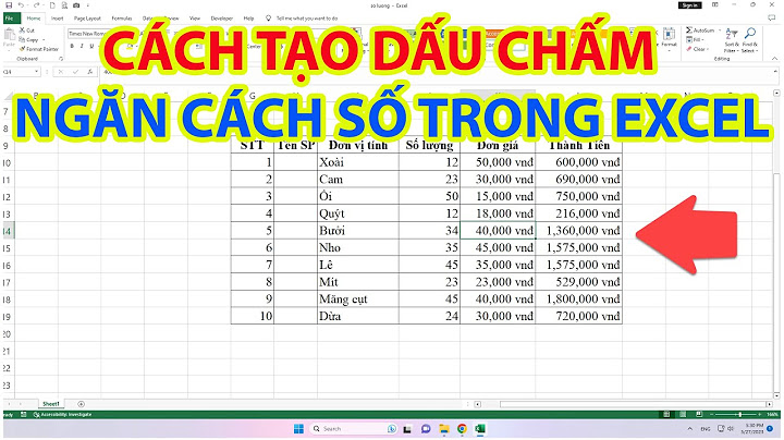 Hướng dẫn đặt dấu chấm sau hàng nghìn trong excel