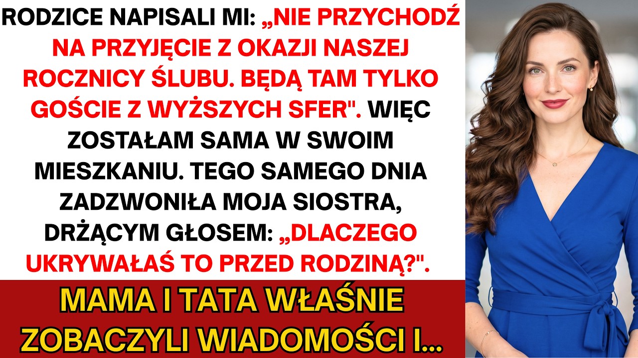 O 20:17 zadzwoniła moja siostra i krzyknęła przez łzy, że mama i tata właśnie zobaczyli wiadomości, całe przyjęcie stanęło, a goście gapią się na jej rodziców. Godzinę wcześniej siedziałam w...