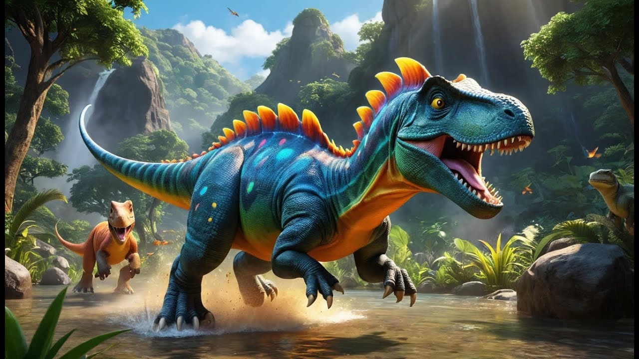 Row Row Your Dinosaur | Fun Dinosaur Song for Kids | Dinosaur Adventure Rhyme