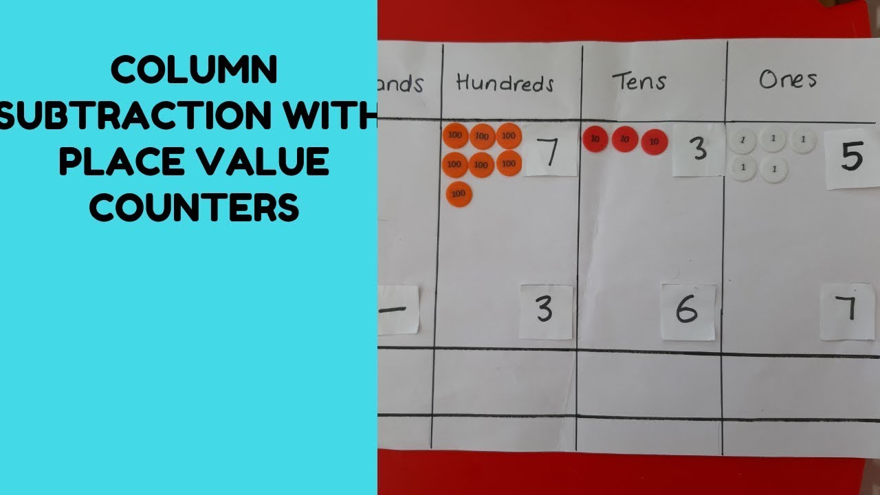 Column Subtraction Of 3 Digit Numbers Using Place Value Counters With