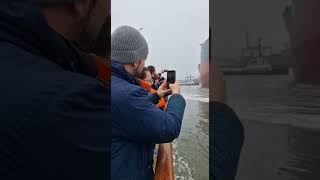 Massive Cargo Ship Side-Launch! The Incredible Splash of "Port Titan"