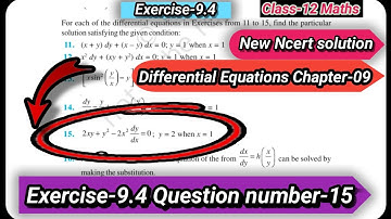 Ncert Class 12 math Differential Equation Exercise -9.4 QN-15 ex 9.4 solutions ncert maths
