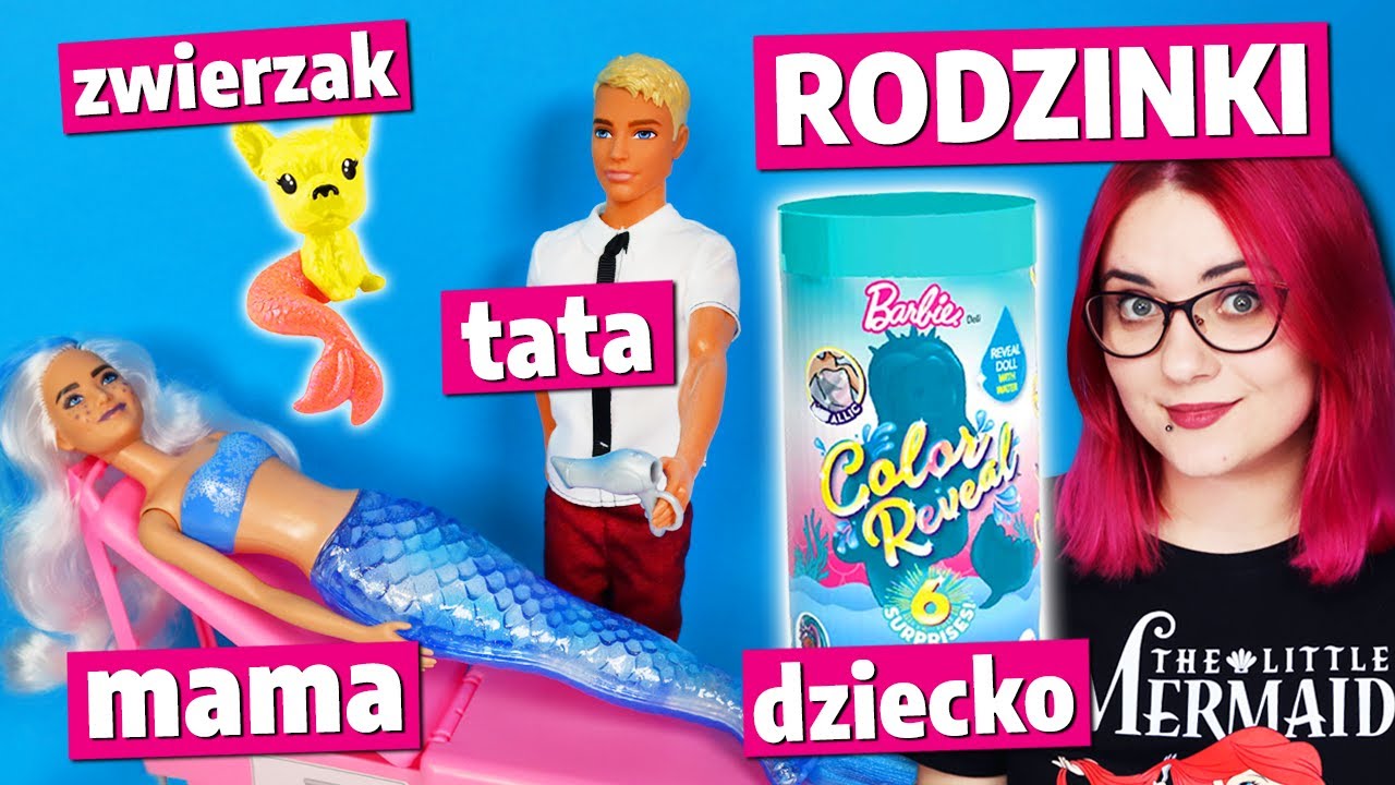 RODZINKA SYRENEK Barbie Color Reveal 🧜‍♀️ Chelsea Zwierzaki 🐱 Lalki