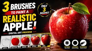 I Used 3 Brushes to Paint a Realistic Apple 🍎 | Digital Art Process #DigitalArt #DigitalPainting