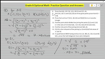 Grade 8 Opt. Math Practice Question Answers