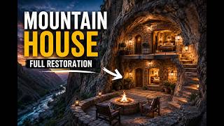 Building a Stone House Inside a Mountain | Full Restoration Timelapse