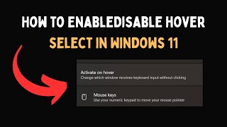 How to EnableDisable hover select in Windows 11