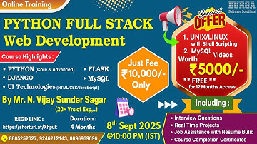 PYTHON FULL STACK Web Development Online Training @ DURGASOFT