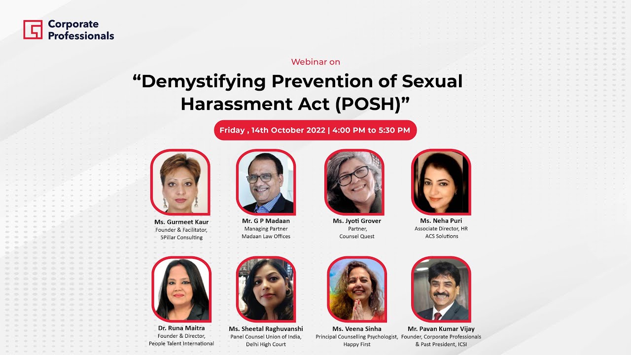 Webinar on “Demystifying Prevention of Sexual Harassment Act (POSH)”