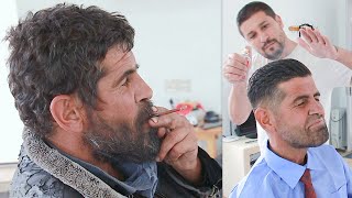 Удивительная трансформация бездомного | стрижки мужские | Асмр парикмахер