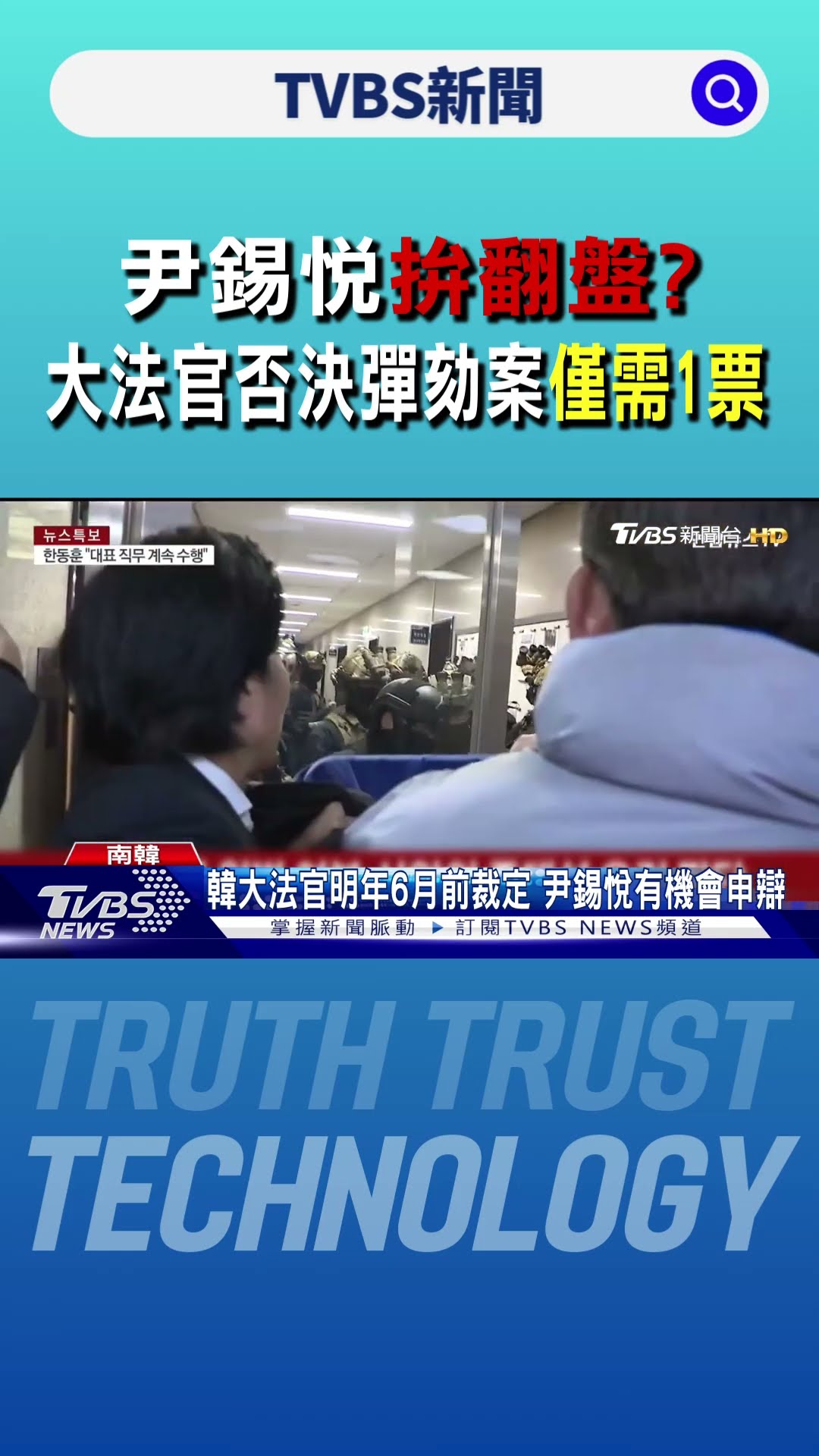 尹錫悅拚翻盤? 大法官否決彈劾案僅需1票｜TVBS新聞 @TVBSNEWS01