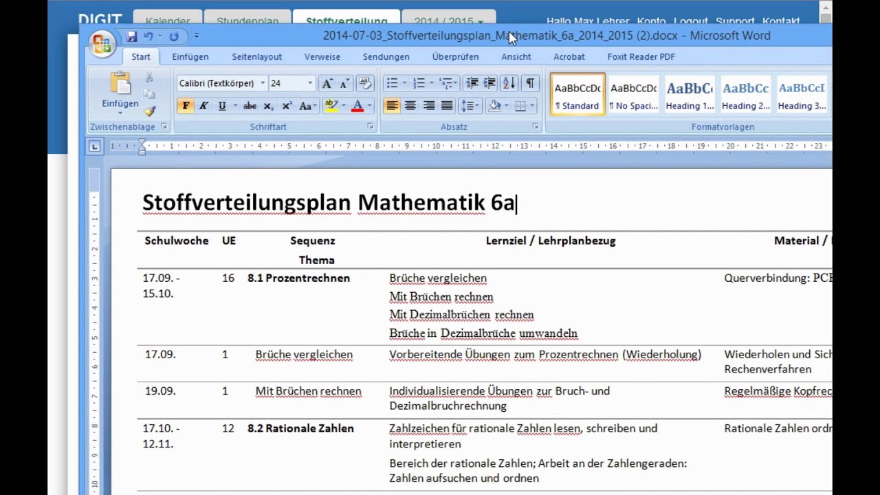 Digitaler lehrerkalender