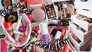 downsizing my makeup collection💄🎀 motivating, satisfying, decluttering old stuff, new storage ideas