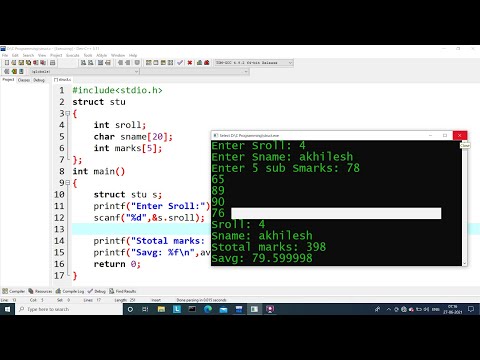 c program to store and display student record using structure | learn coding