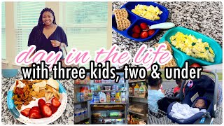 day in the life of a stay at home mom with three kids, two and under | cook chicken tacos with me