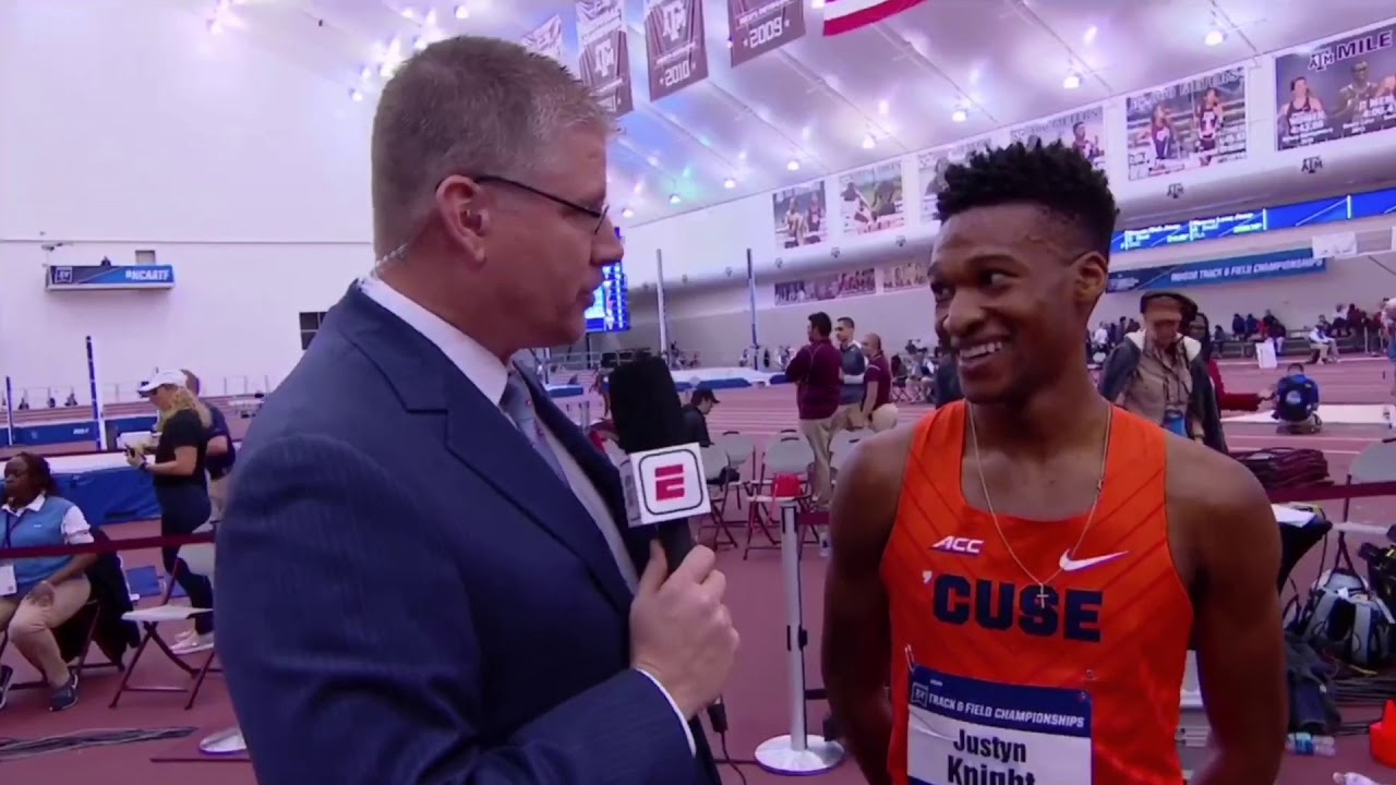 Justyn Knight following the NCAA Indoor 5000m