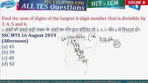 Find the sum of digits of the largest 6-digit number that is divisible by 3, 4, 5 and 6