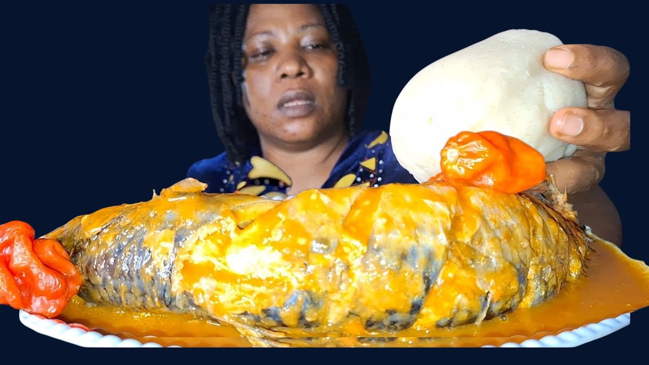 Nigeria food ASMR mukbang fufu with fish pepper soup mukbang 